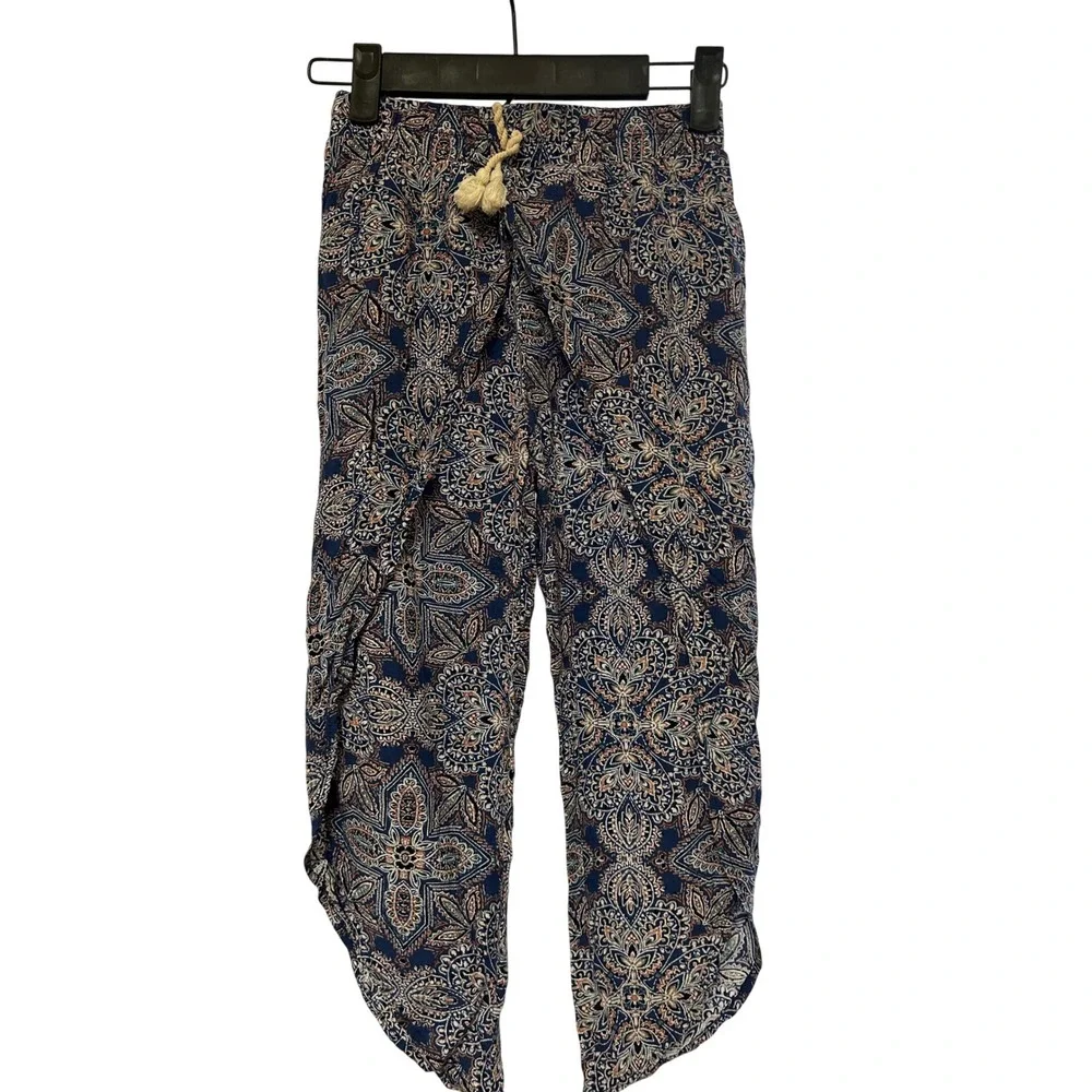 Art Class Paisley Print Flowy Tulip Hem Drawstring Waist Pants - Size S 6x girls